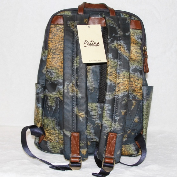 Patricia Nash Karina Backpack Travel Laptop Bag Carry On World Map - Picture 3 of 4